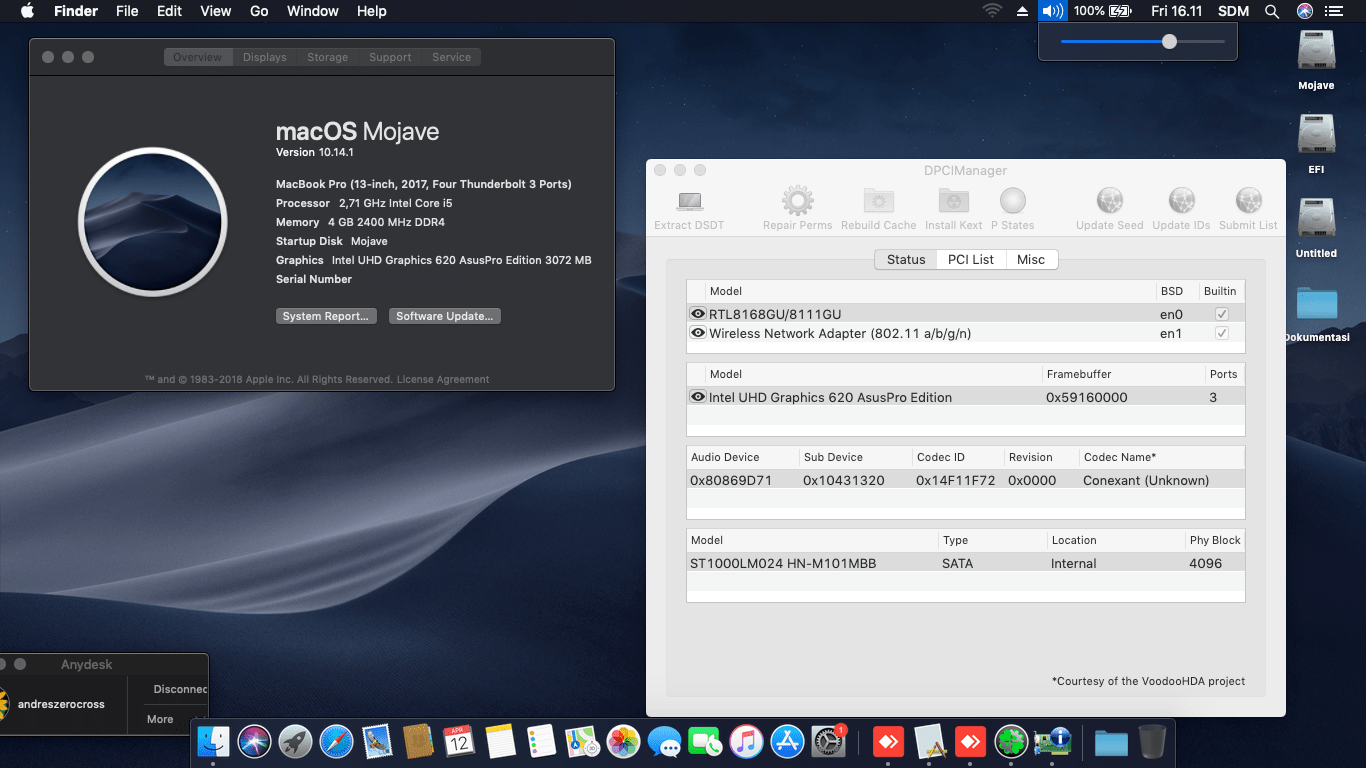 Succes Hackintosh macOS Mojave 10.14.1 Build 18B75 at Asus A456UR-GA094D
